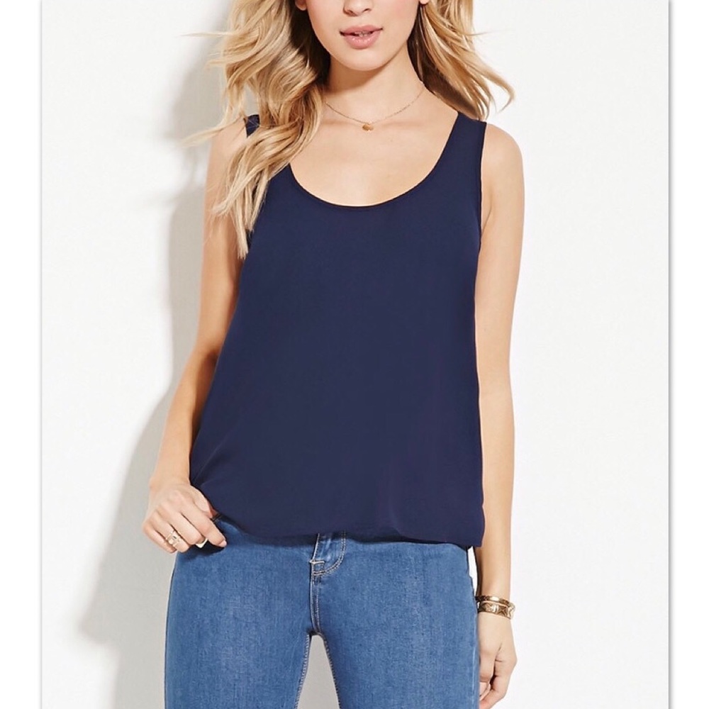 Forever 21 navy blue cropped blouse tank